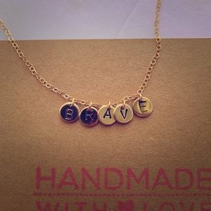 Dainty hand stamped necklace (BRAVE)